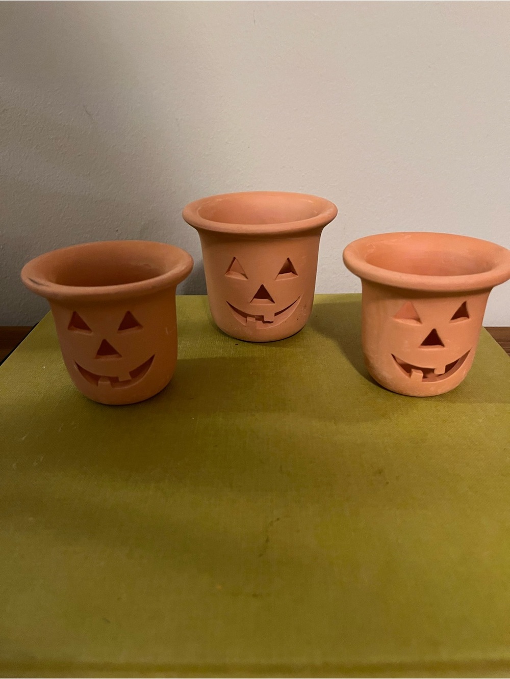 Terracotta Jack-O'-Lantern Planter Trio - Orange